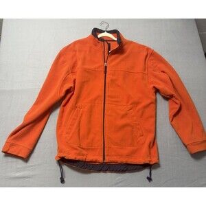 Vintage 90s Gap Fleece orange Full Zip Jacket Mens L Soft Heavy Pockets